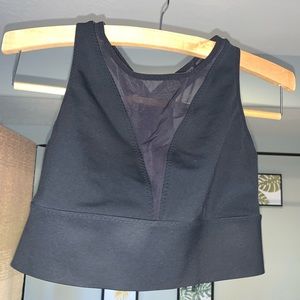 Athleta Black Cropped Tank with Mesh Insert